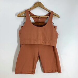 Mate The Label Women's Yoga Set Tank Top Organic Cotton High Rise Shorts Size 1X